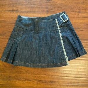Pleated Denim Mini Skirt